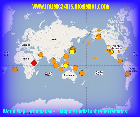 World Map Earthquakes. MAPA MUNDIAL sobre TERREMOTOS