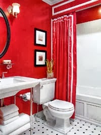 15 fotos de baños en rojo y blanco - Colores en Casa