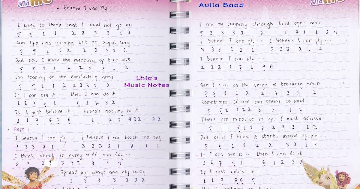 Catatan Not Lagu R. Kelly, &quot;I Believe I Can Fly&quot; (Piano