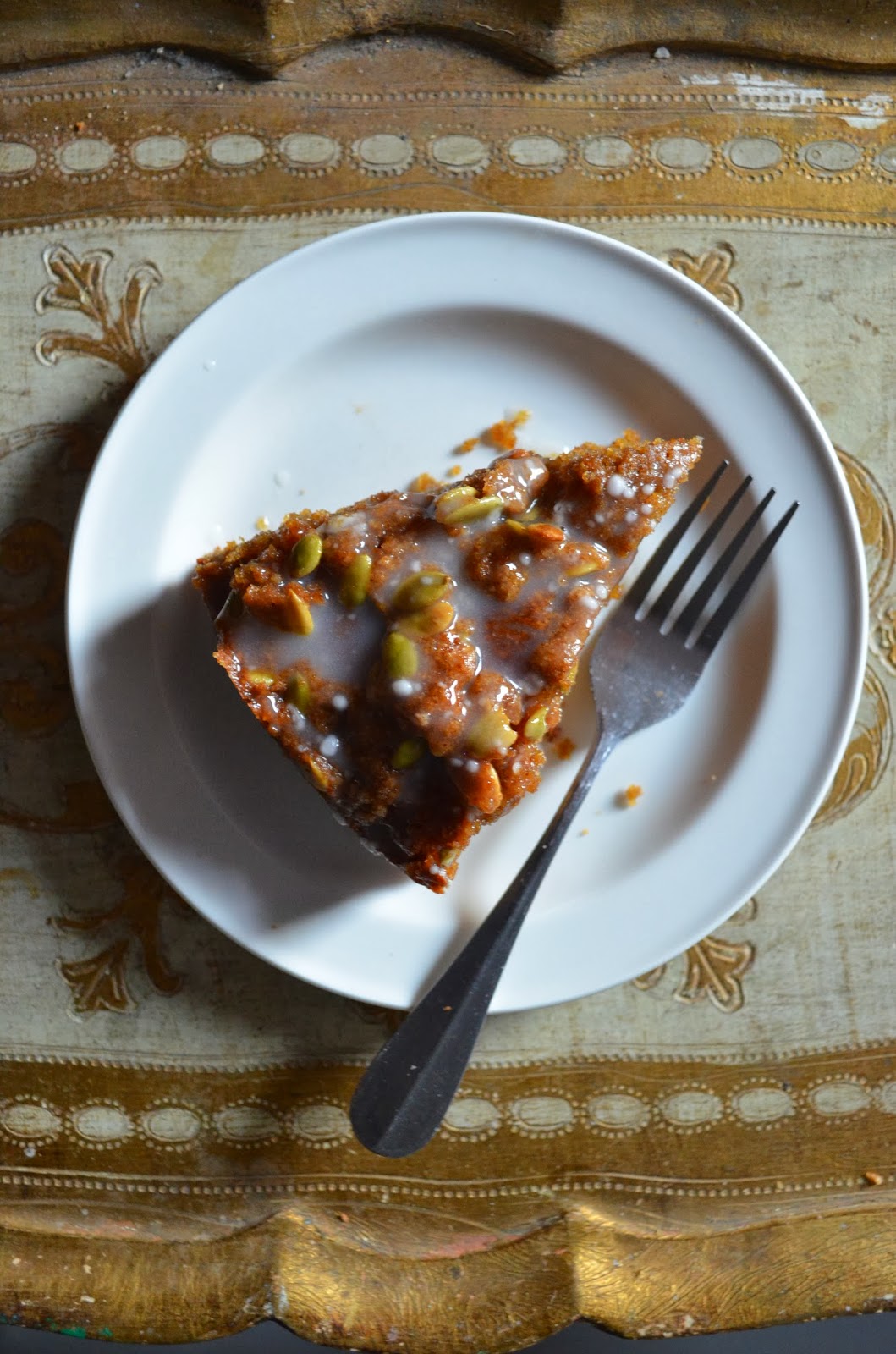 amour fou(d) crème fraîche, cornmeal, and pumpkin coffee cake with pepita streusel.
