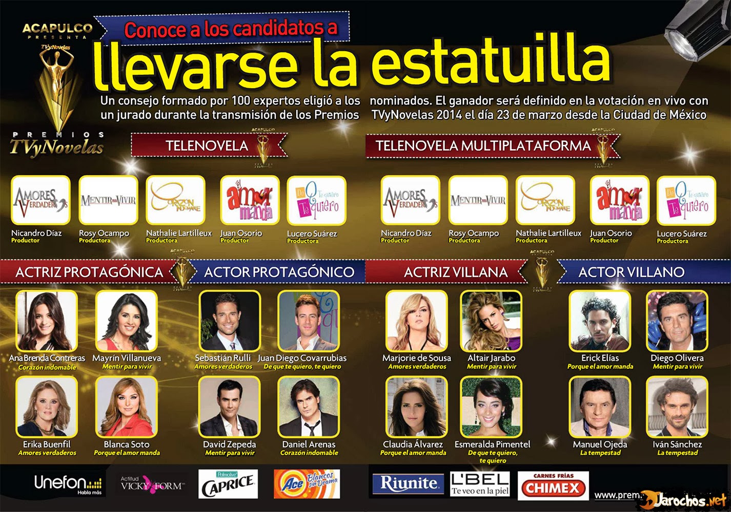 Lista de nominados en los premios TV y Novelas! Telenovelas