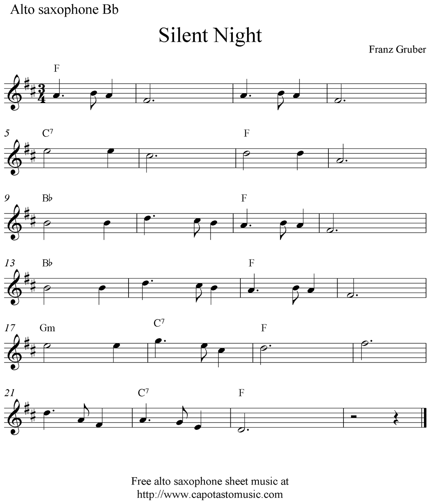 Saxophone sheet music by Samuel Kamau on silent night | Alto saxophone sheet music, Sheet music