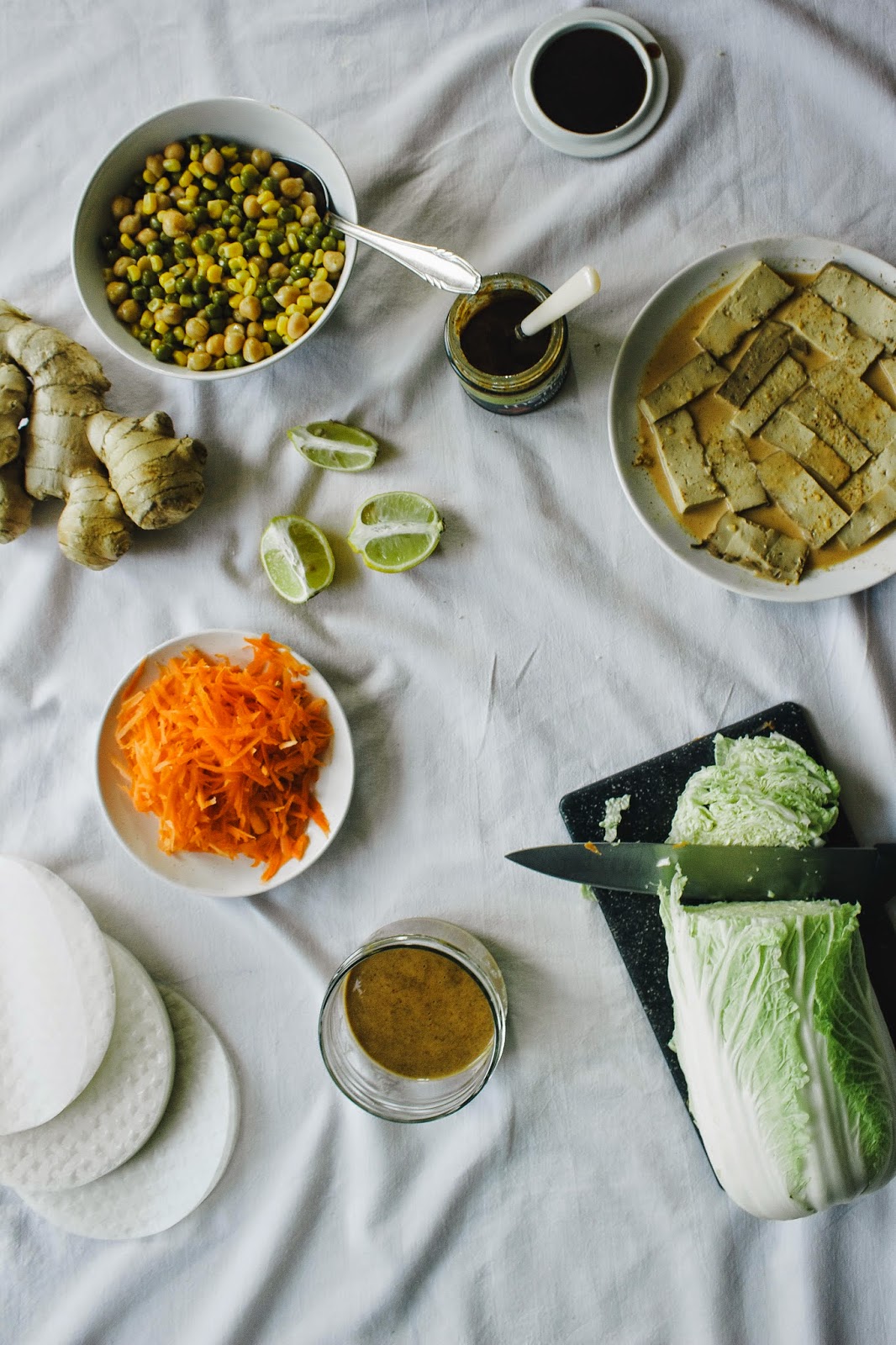 petelinskov Vegan spring rolls & almond butter dipping sauce