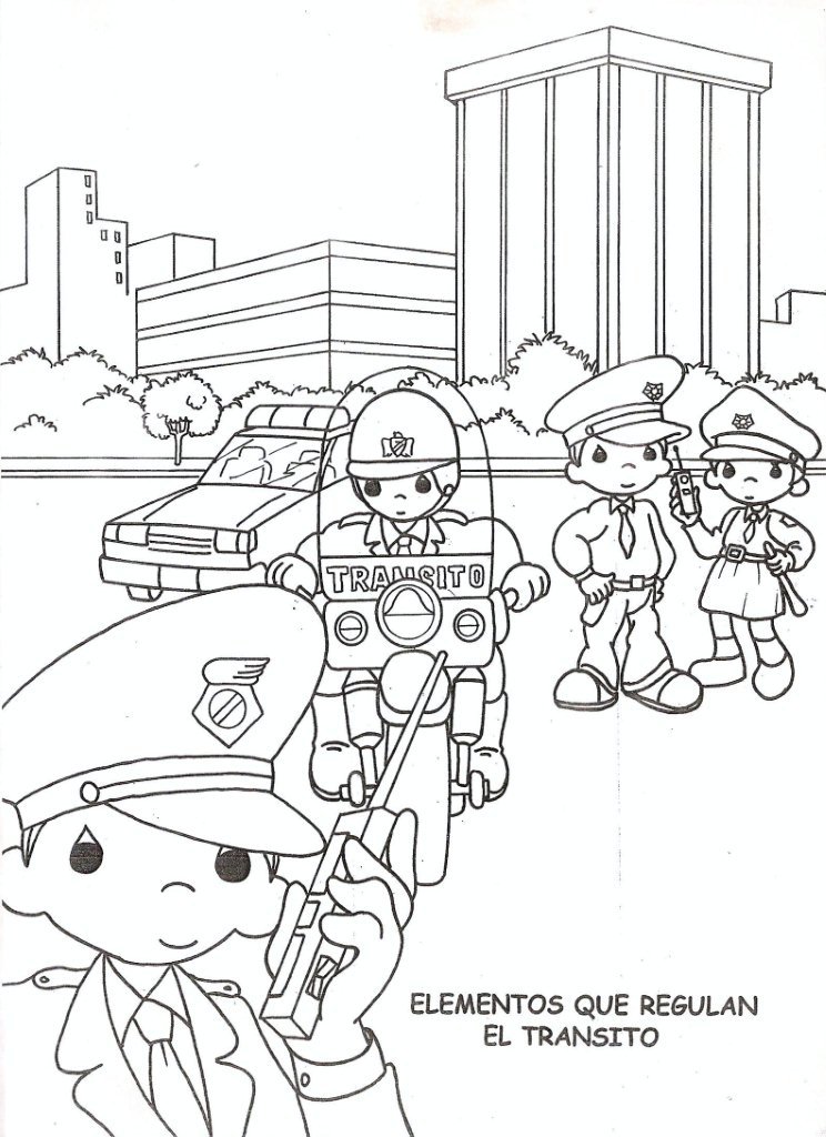 Policias de Tránsito para colorear