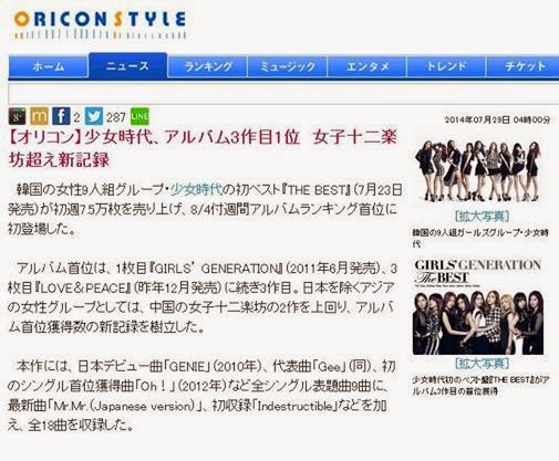 Oricon Chart 2014