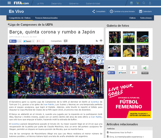 Reacciones: Un triplete para la historia Reacciones de los medios electrónicos sobre el triplete histórico del FC Barcelona, al ganar la UEFA Champions League 2015 | Ximinia