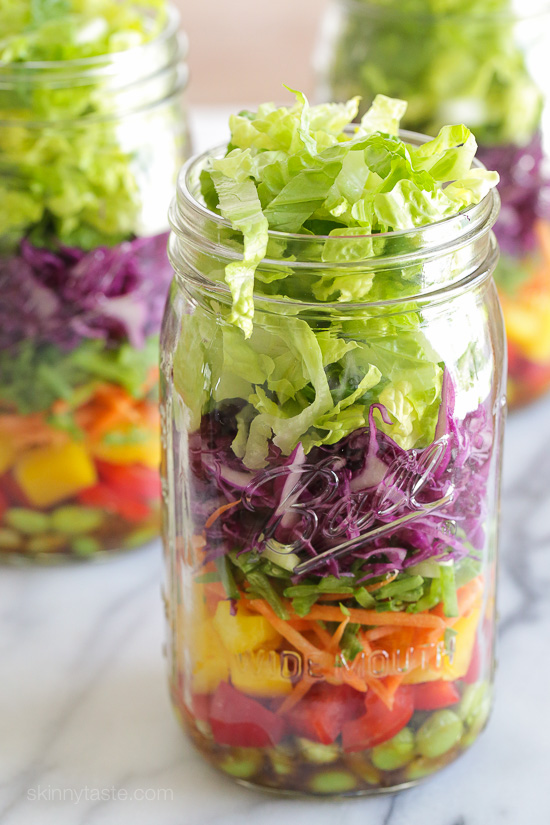 Asian Chopped Salad with Sesame Soy Vinaigrette (In a Jar) – perfect for lunch on the go!  Weight Watchers Smart Points: 7 Calories: 231