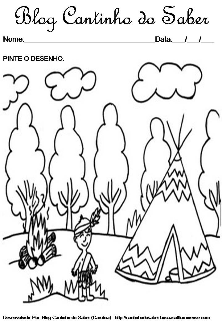 desenhos do dia do Índio para colorir desenhos para colorir