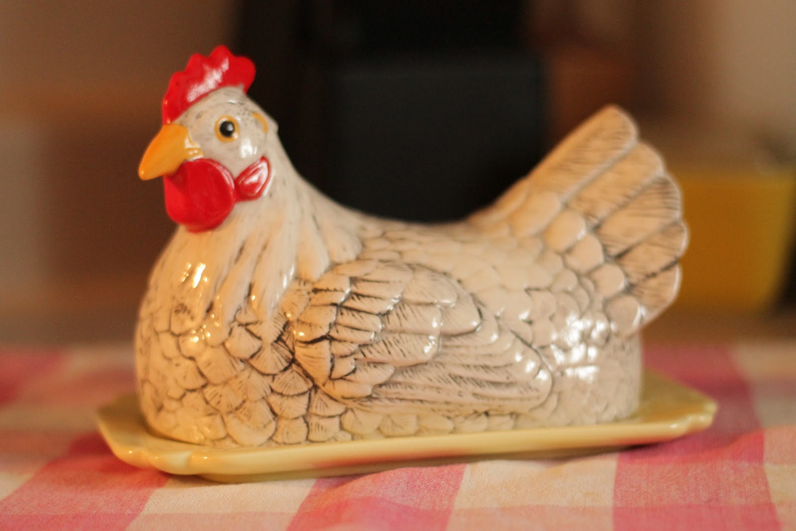 FILIGREE FROM FIELDS AND FENCES ANTIQUE CHICKEN BUTTER DISH AND