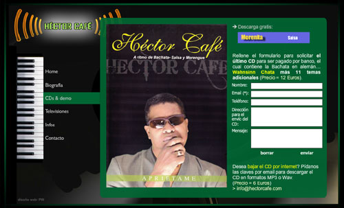 web oficial de Héctor Café: músico y cantante procedente de la República Dominicana