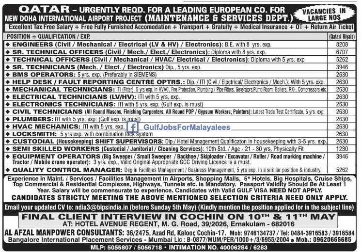 Qatar New Doha International Airport Project vacancies Gulf Jobs