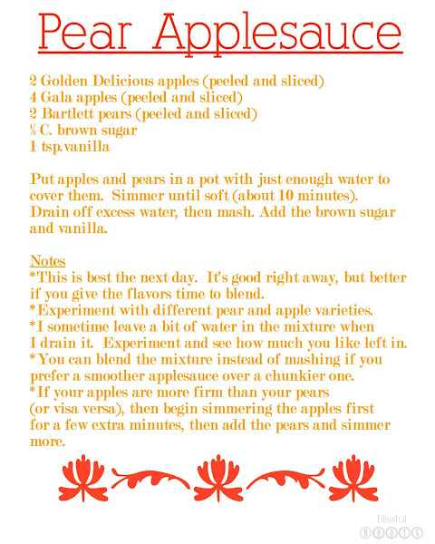 Pear Applesauce Recipe from Blissful Roots
