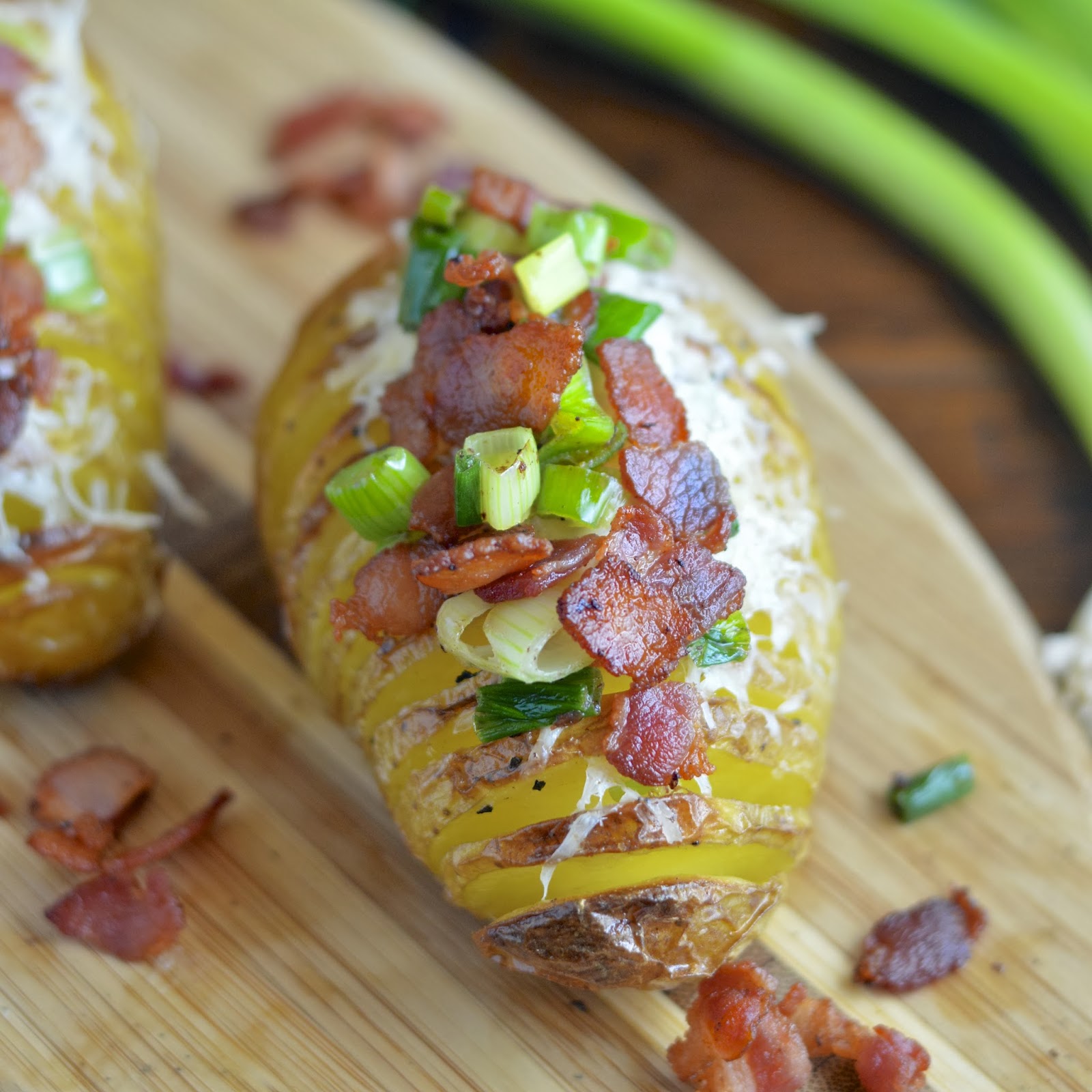 Bacon Parmesan Hasselback Potatoes Virtually Homemade Bacon Parmesan
