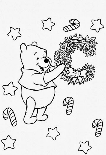 6 Pooh Bear Christmas Coloring Pages