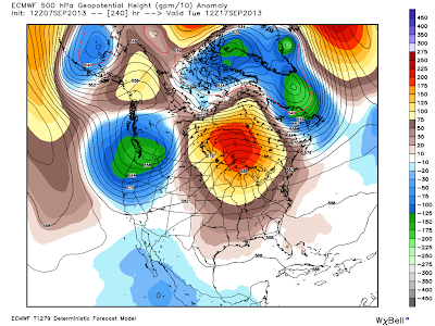 Centre: Long Range Lookout: Rex Block in West Means Warmth for East