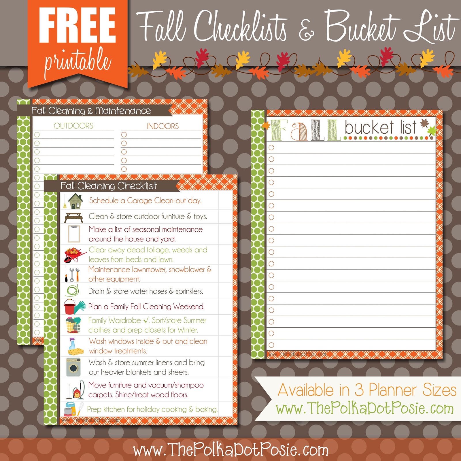 The Polka Dot Posie: FREE Printable Fall Checklists & Bucket List