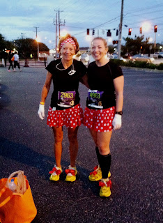 Our Minnie Mouse racing outfits complete with yellow shoes and bows
