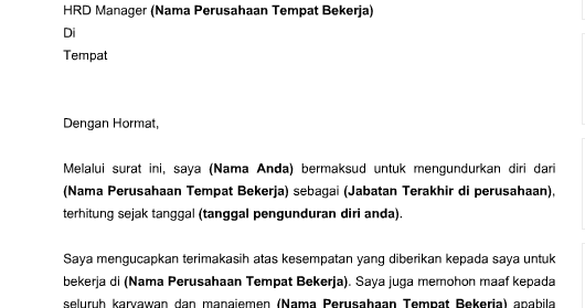 Kumpulan Contoh Surat Pengunduran Diri - Kabar Dunia Maya Kumpulan Contoh Surat Pengunduran Diri - Kabar Dunia Maya