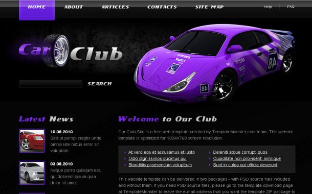 free violet cars parts business website template free cars templates