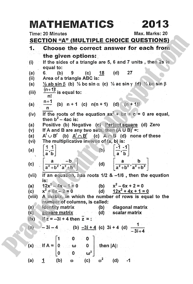 Mathematics-2013-five-year-paper-class-XI