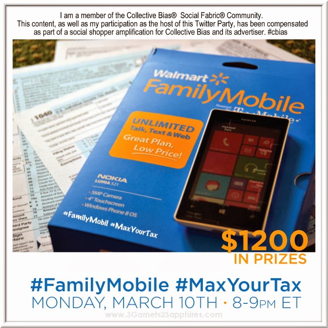 Walmart #FamilyMobile #MaxYourTax Twitter Party - March 10th at 8pm EST