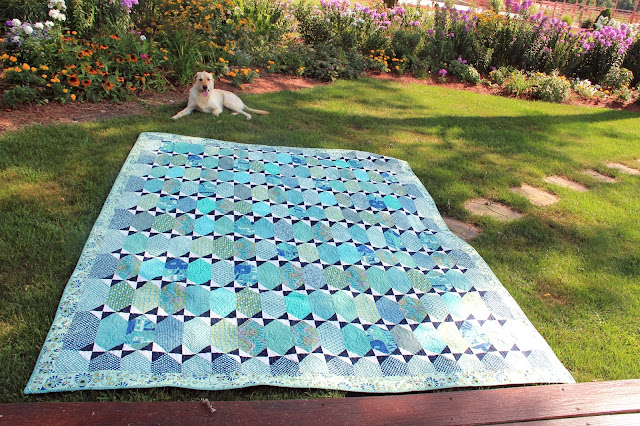 Tula Pink's Pancakes pattern in blues and seafoam.