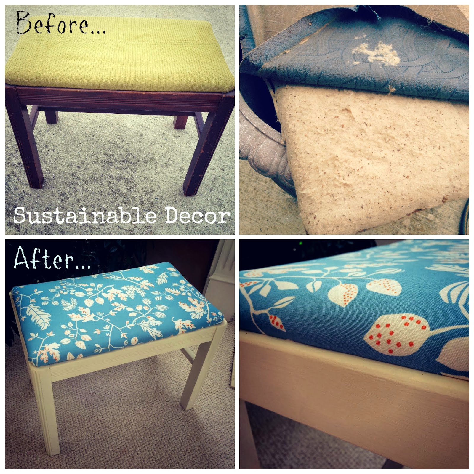 Sustainable Decor Upcycled Bench Chalk Paint DIY Upholstery Redo Project