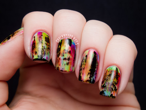 punky neon grunge nail art chalkboard