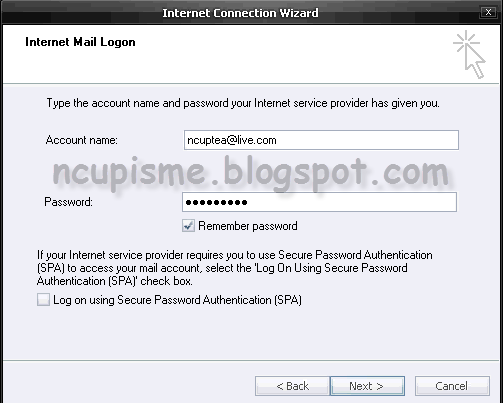 Step 6 seting manual outlook