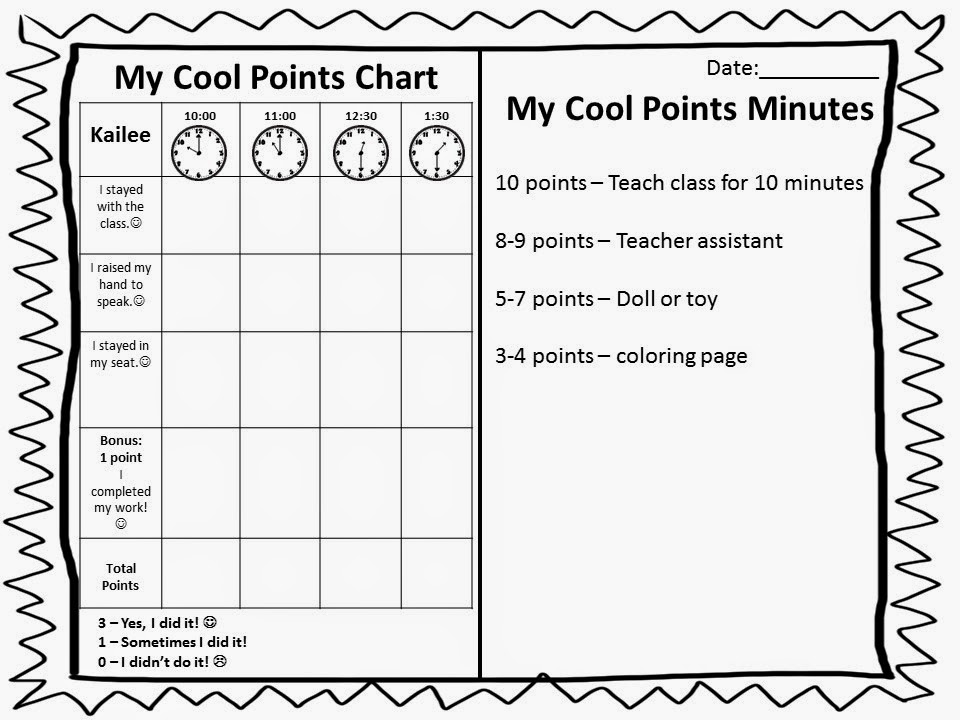 Point System Chart For Kids