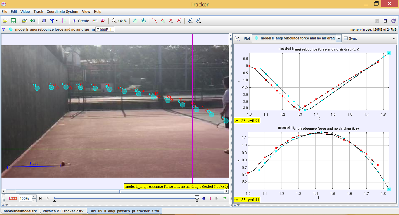 Open Source Physics Singapore Tracker tennis ball rebounce force