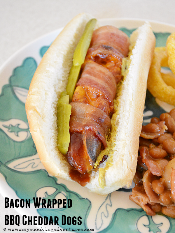 Bacon Wrapped BBQ Cheddar Dogs
