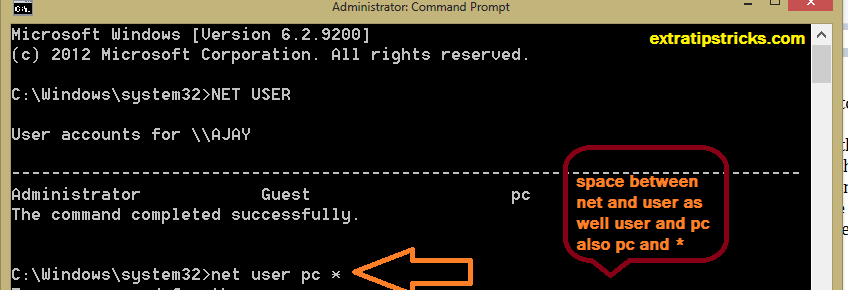 Changing Administrator Password using CMD(command prompt)