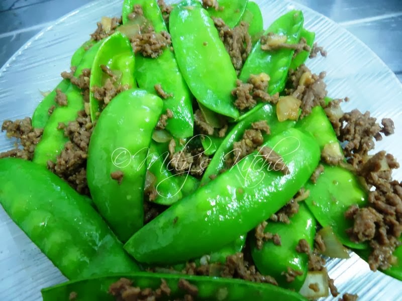 Mely's kitchen Snow Peas with ground beef