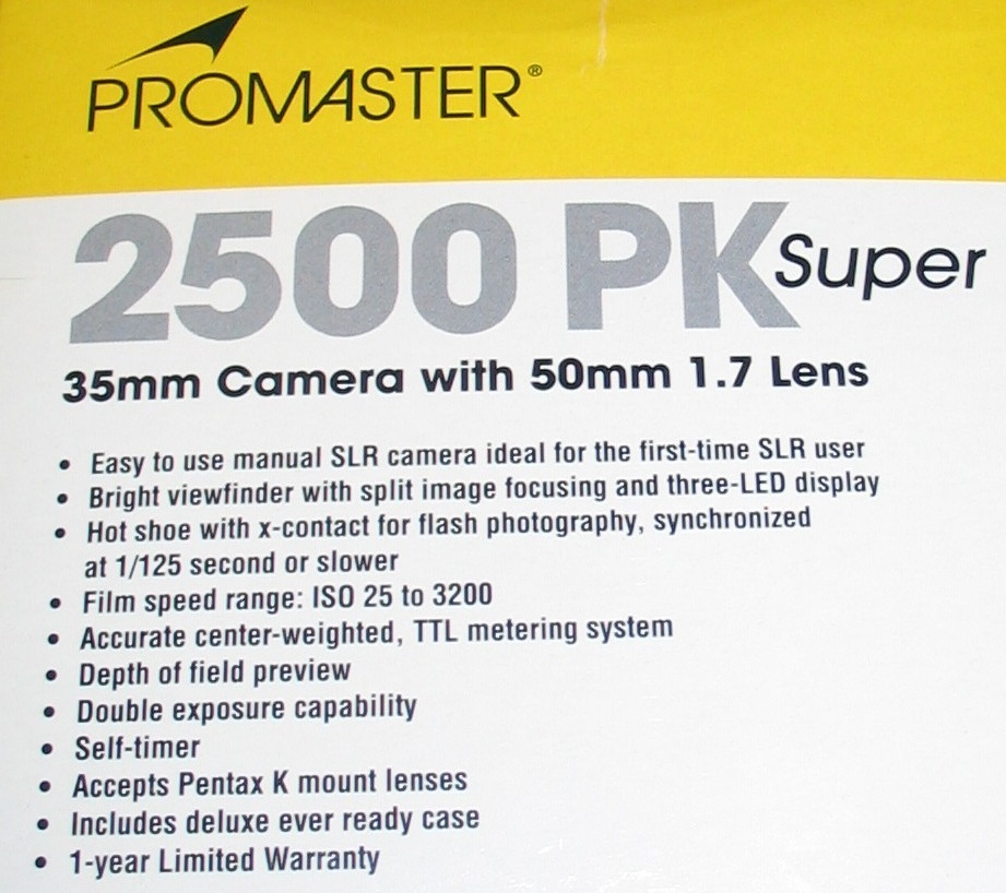 The Chens: The User's Review: Promaster 2500 PK 35 mm Film Camera