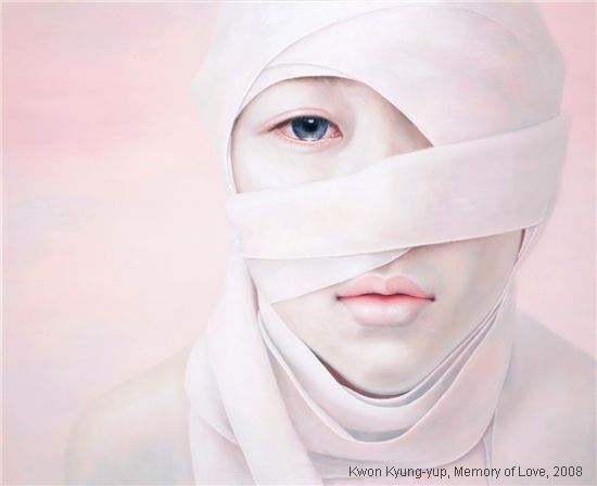 Kwon Kyung-yup pinturas mulheres frágeis machucadas bandagens curativos