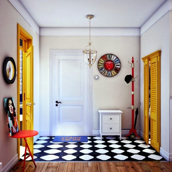inspiration interior decoration living room with black and white carpet to wood flooring bright wall in the studio in an apartment