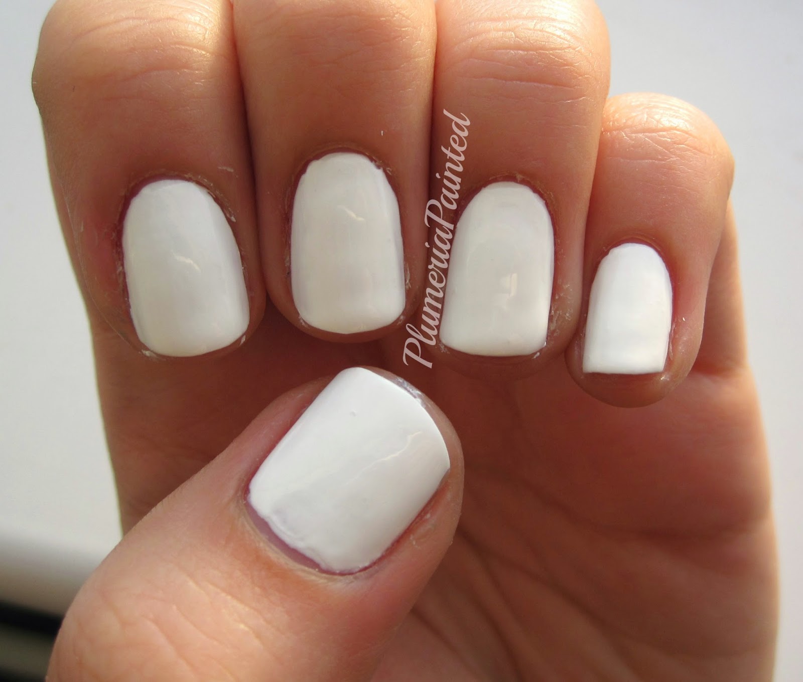 PlumeriaPainted White Nails Barry M Cotton