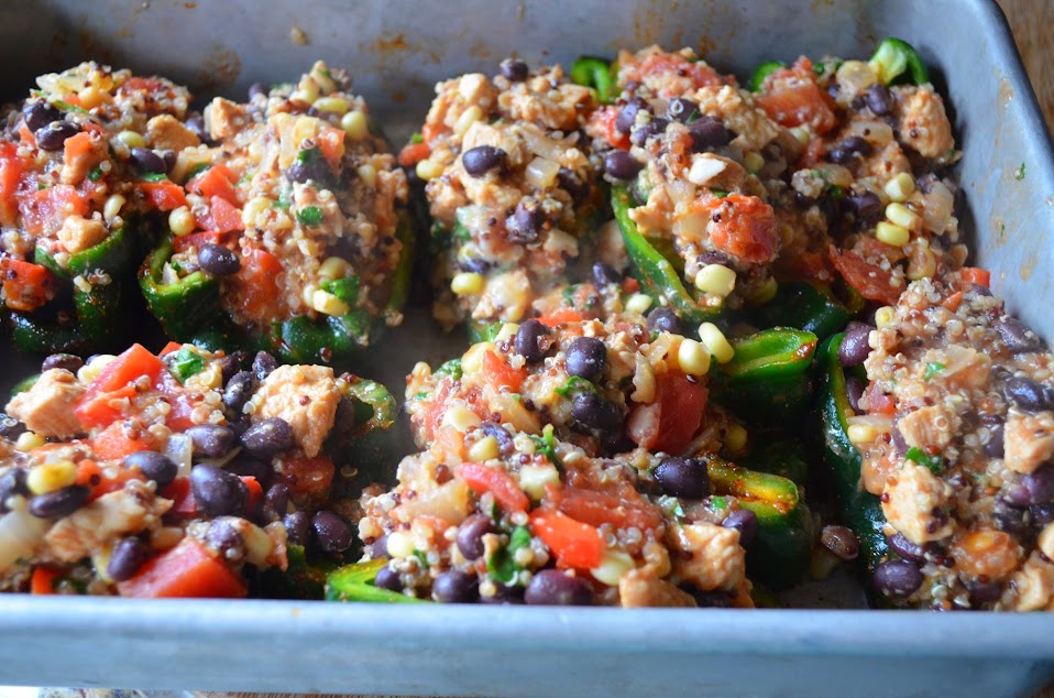 Quinoa Black Bean Chicken Stuffed Poblano Peppers Serena Bakes Simply