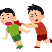 人を押す男の子のイラスト