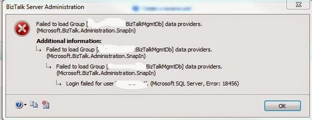 Troubleshoot Biztalk Server 2013 Error Failed to Load Group Data Providers