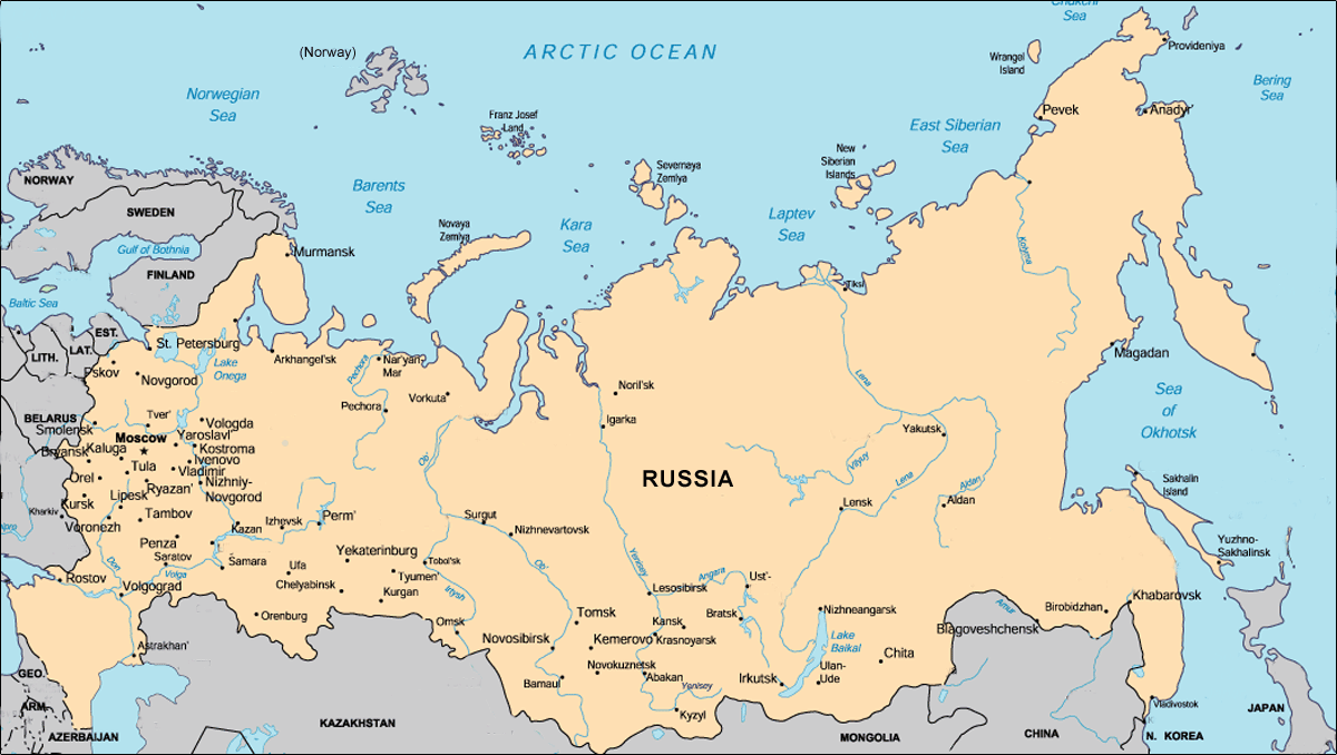 map of russia with rivers