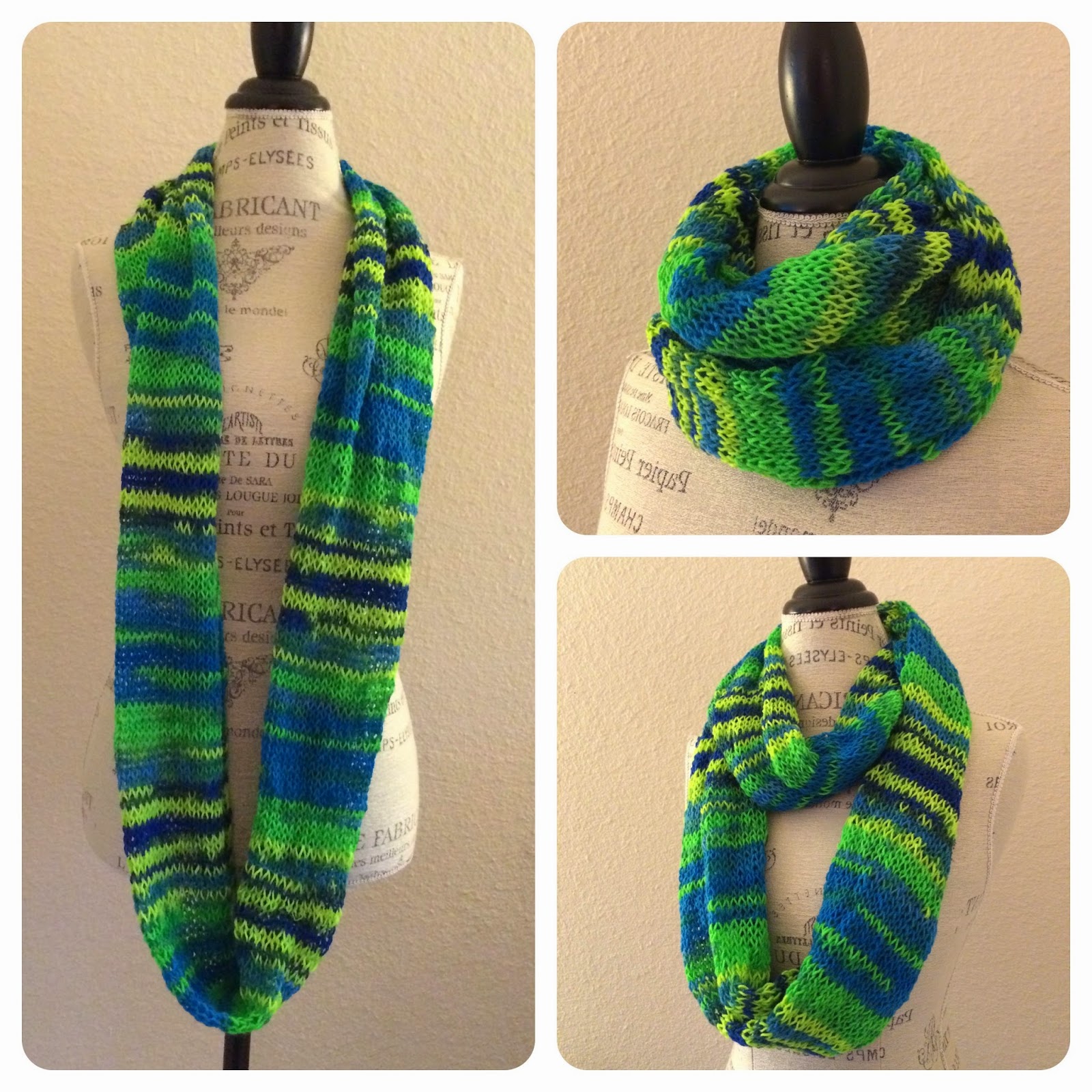 Neon Infinity Tube Scarf Free Knitting Pattern