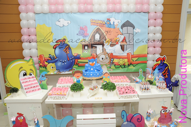 decoracao festa galinha pintadinha rosa:Decoração Clean Galinha Pintadinha Rosa e Branco decoracao festa galinha pintadinha rosa:Decoração Clean Galinha Pintadinha Rosa e Branco