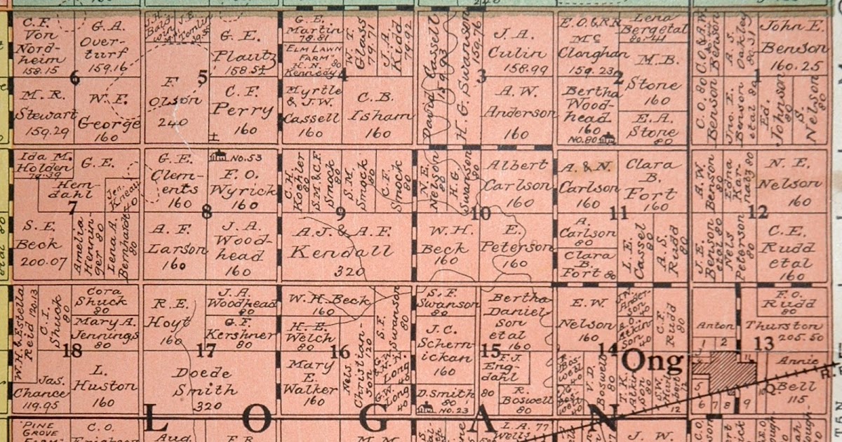 Sutton Nebraska Museum 1925 Plat Map of Logan Township, Clay County