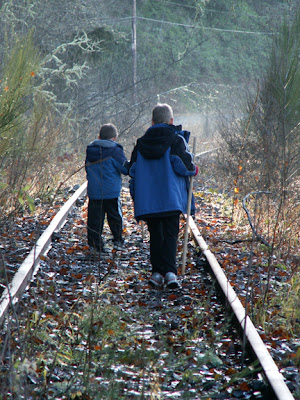 walking on old railroad tracks