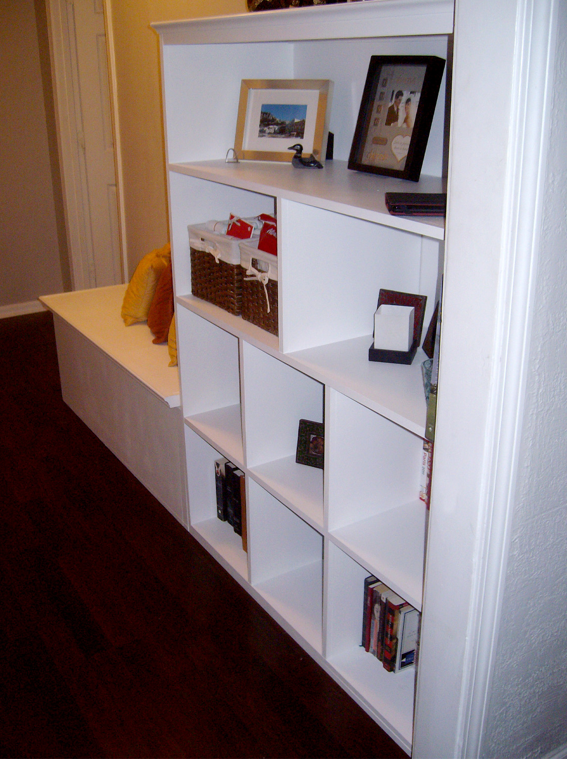 Homemade In The Heartland Custom Bookshelf and Storage Bench