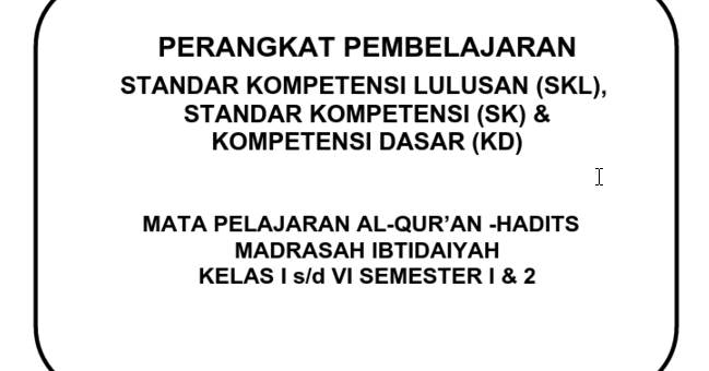 DOWNLOAD RPP, SILABUS ALQURAN HADITS MI KELAS 1, 2, 3, 4