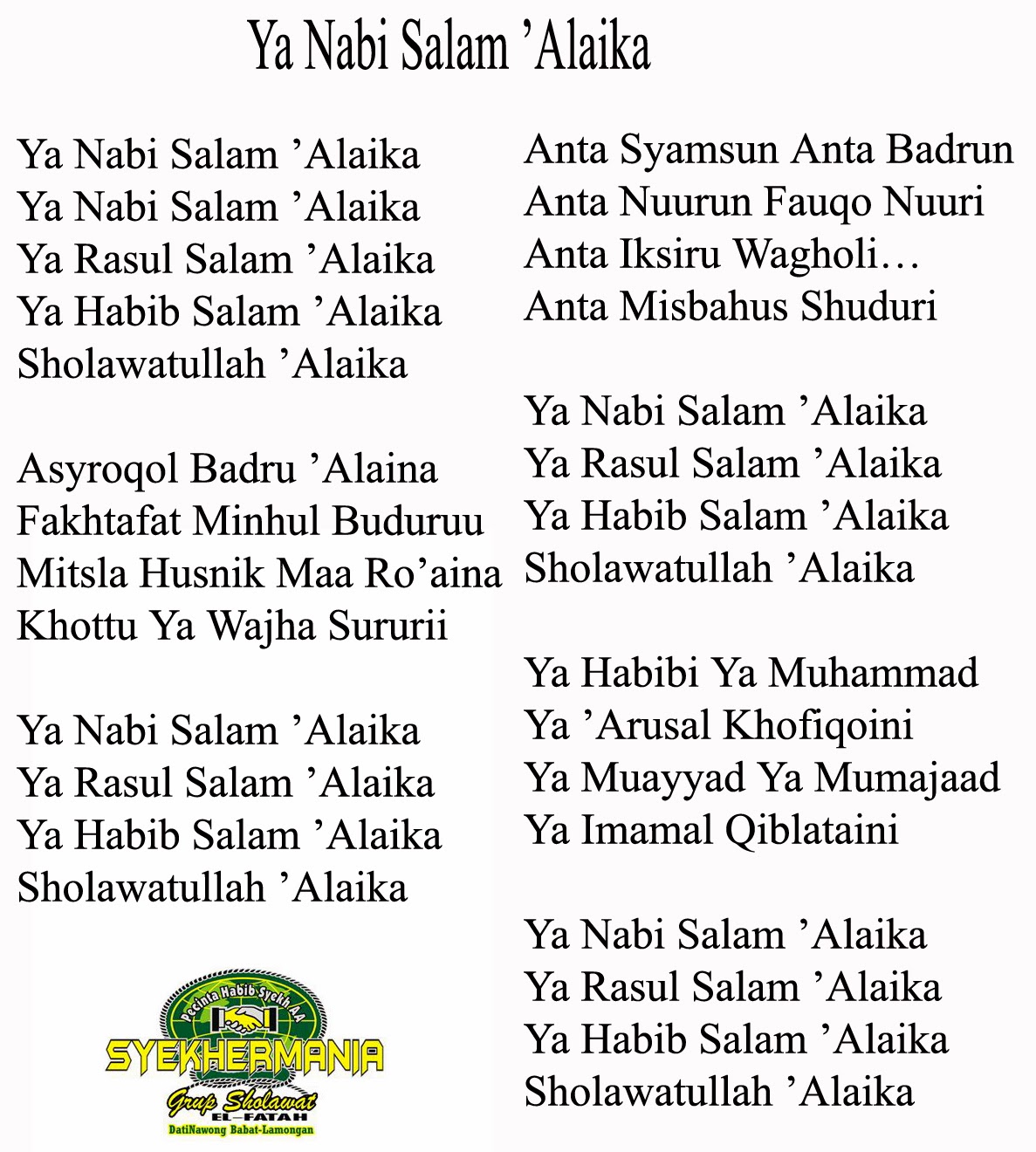 HUBBUN NABI Ya Nabi Salam ’Alaika HUBBUN NABI Ya Nabi Salam ’Alaika