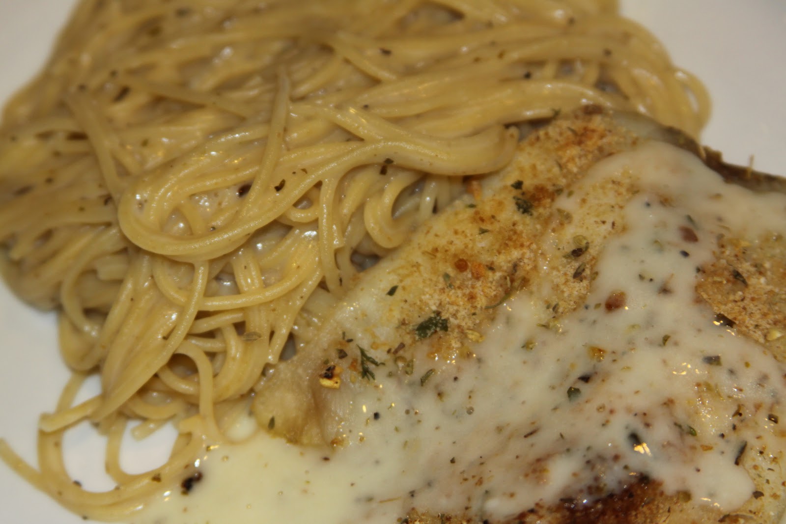Fed Well Tilapia with Garlic Cream Sauce and Pasta on a Tuesday